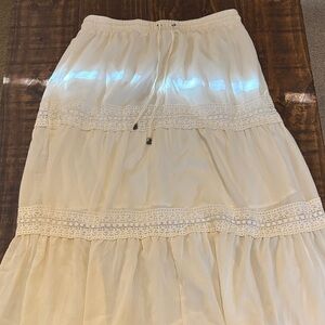 Frye Cream Maxi Skirt with Lace Detail
